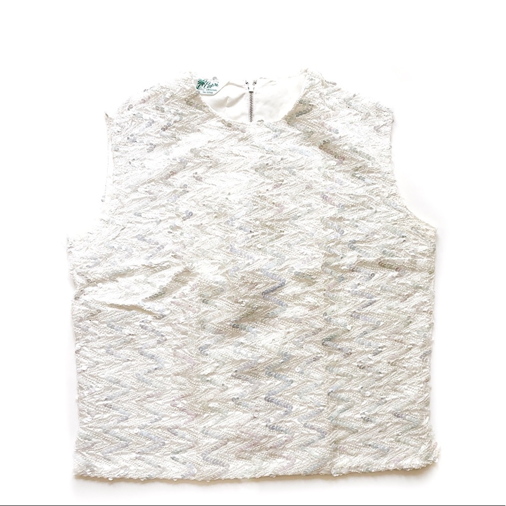 ⚡️Vintage White Sequin Top